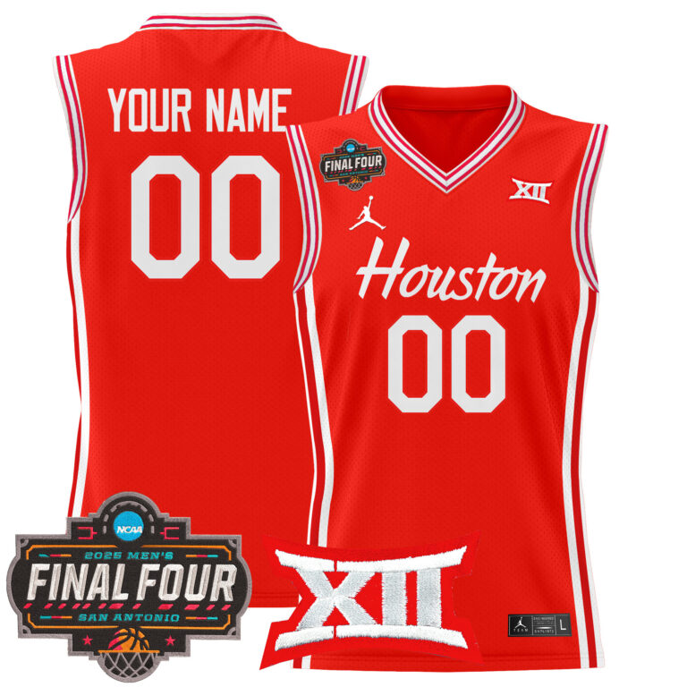 Men Houston Cougars #7 Uzan red 2025 Final Four Patch NCAA Custom Jerseys->customized ncaa jersey->Custom Jersey